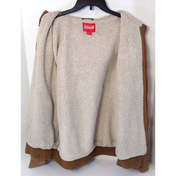 Coleman Jacket Mn L Light Brown Sherpa Lined Hooded Workwear Shacket Barn Chore - Picture 9 of 12